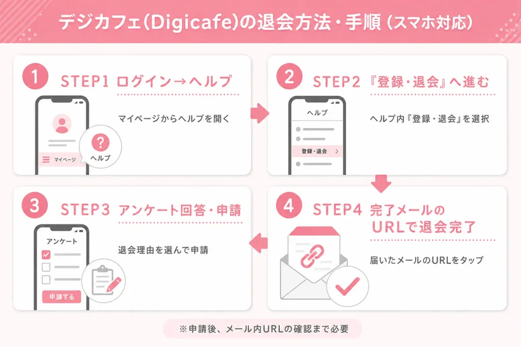 デジカフェ(Digicafe)の退会方法・手順（スマホ対応）