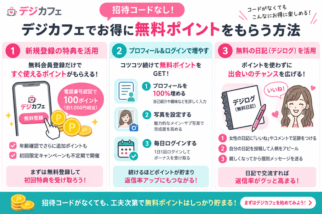 招待コードなし！デジカフェでお得に無料ポイントをもらう方法