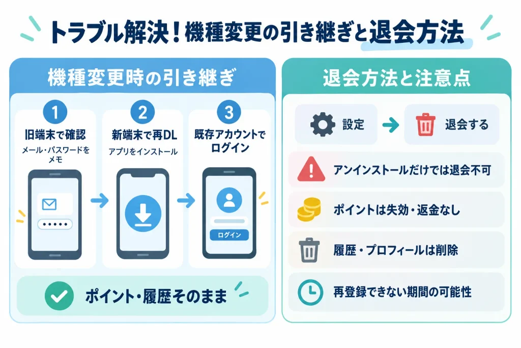 トラブル解決！機種変更の引き継ぎと退会方法