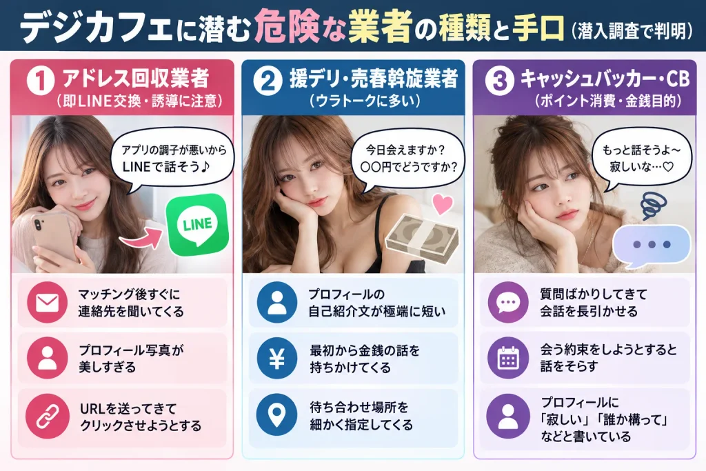 デジカフェに潜む危険な業者の種類と手口（潜入調査で判明）