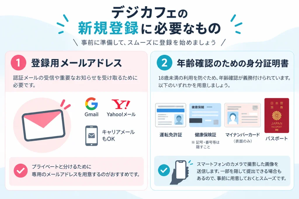 デジカフェの新規登録に必要なもの