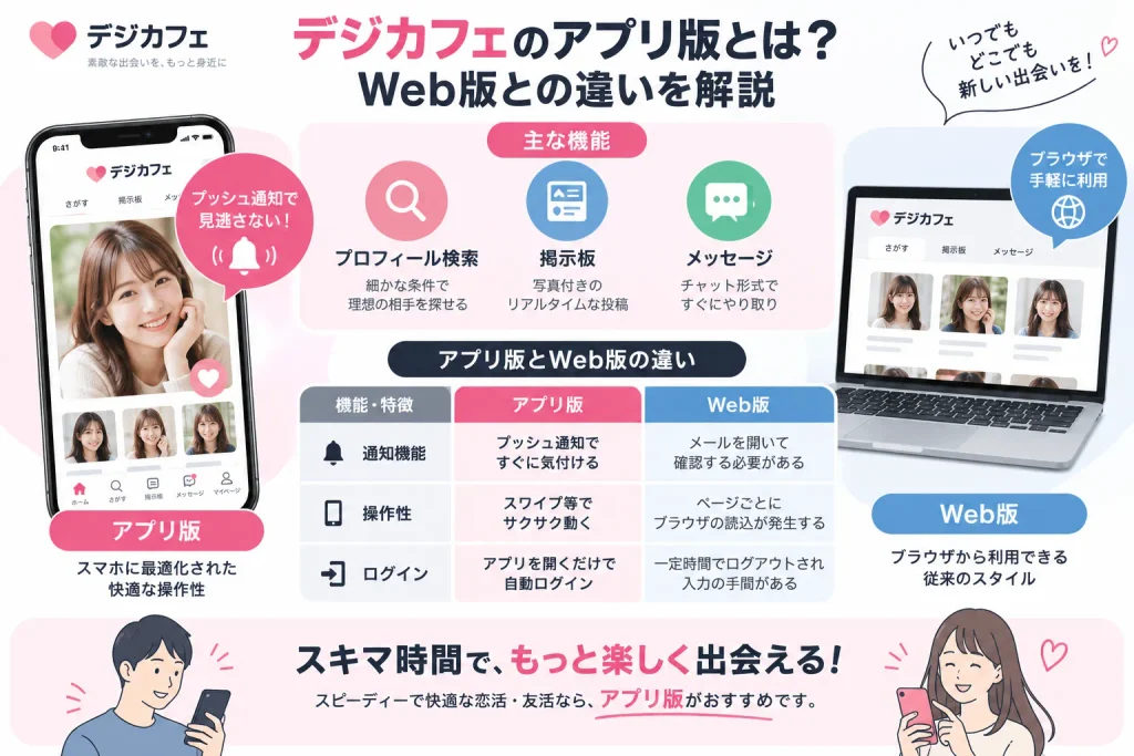 デジカフェのアプリ版とは？Web版との違いを解説